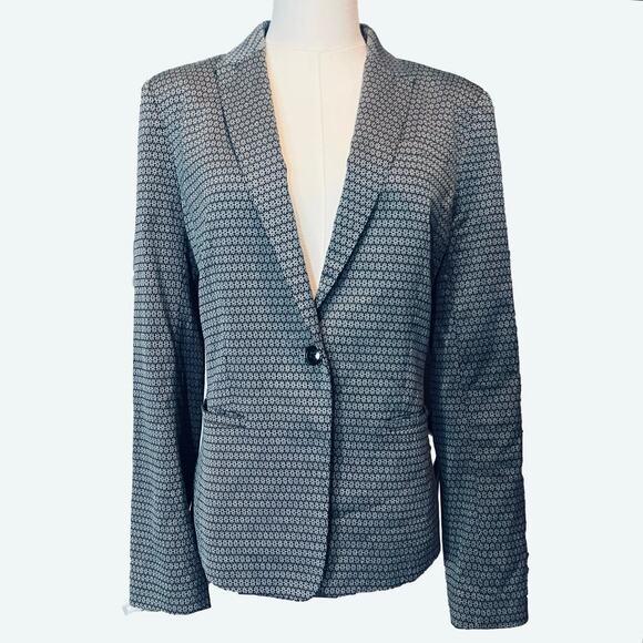 Banana Republic Floral Jacquard Blazer Gray Black Size 10 - Picture 4 of 9